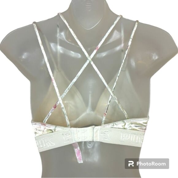 PINK Victoria’s Secret Velvet Floral Print Unlined Bralette Size XS - Picture 2 of 7